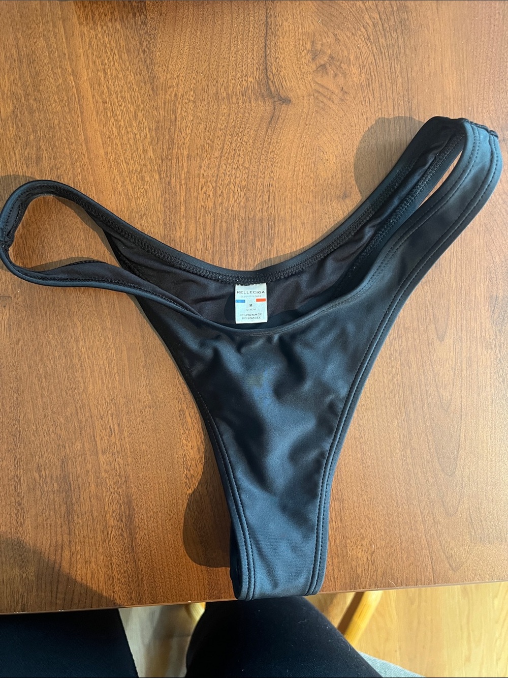 RELLECIGA Black High-Cut thong Bikini Bottom